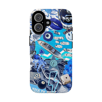 Eclectic Blue Collage Tough Phone Case