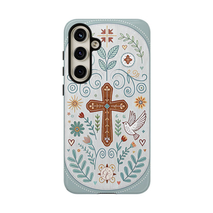 Christian Cross Floral Tough Phone Case