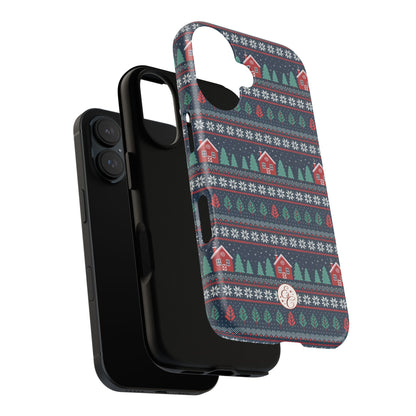 Winter Cottage Pattern Tough Phone Case