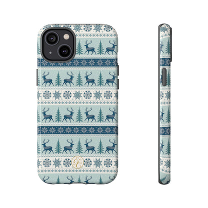 Blue Winter Reindeer Tough Phone Case