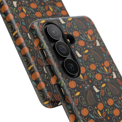Boho Halloween Black Cat Pattern Tough Phone Case