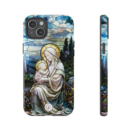 Virgin Mary with Baby Jesus Stained Glass Tough Phone Case