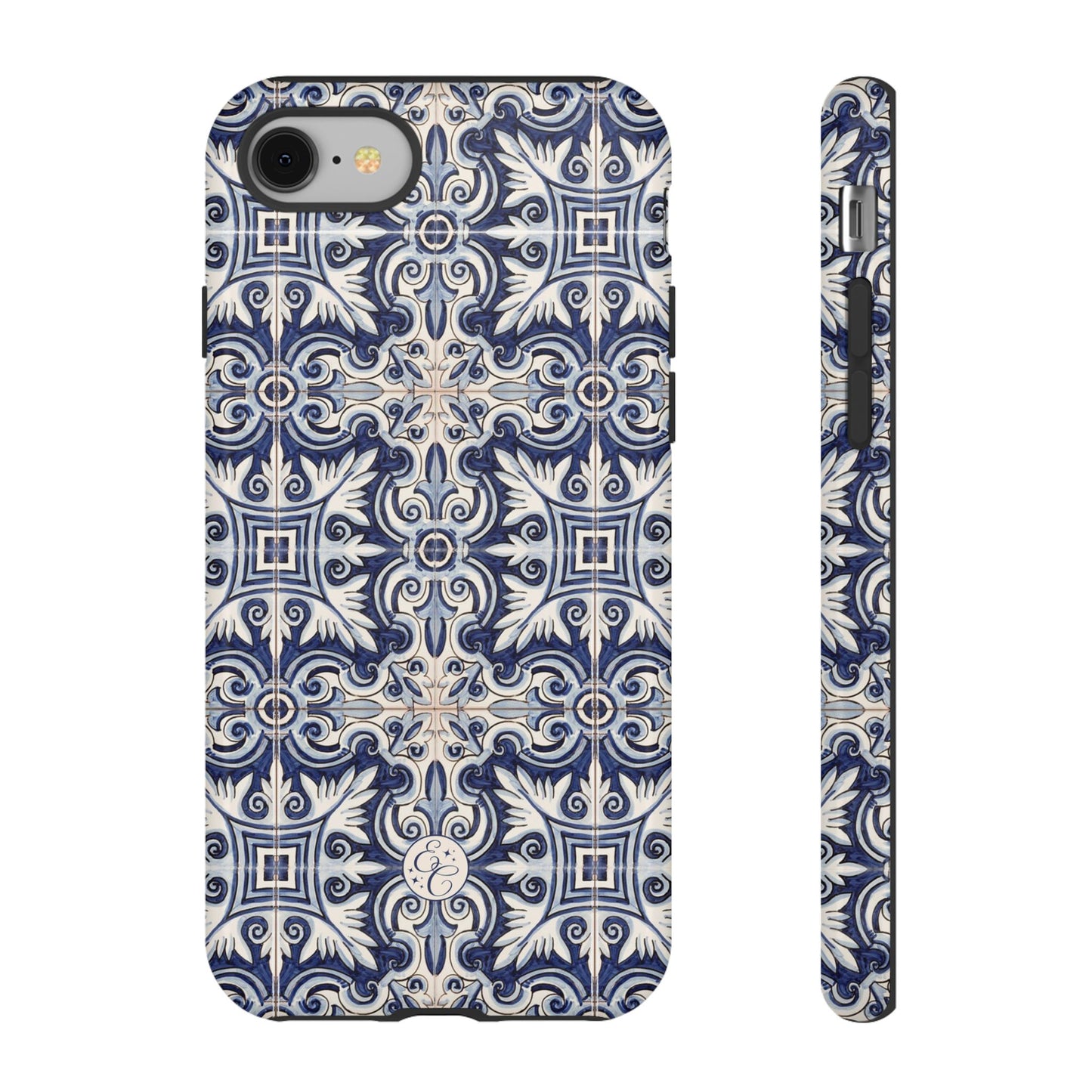 Mediterranean Floral Ceramic Pattern Tough Phone Case