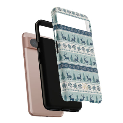 Blue Winter Reindeer Tough Phone Case