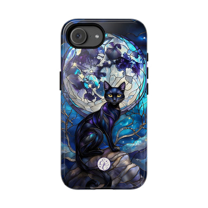 Midnight Cat Stained Glass Halloween Phone Case