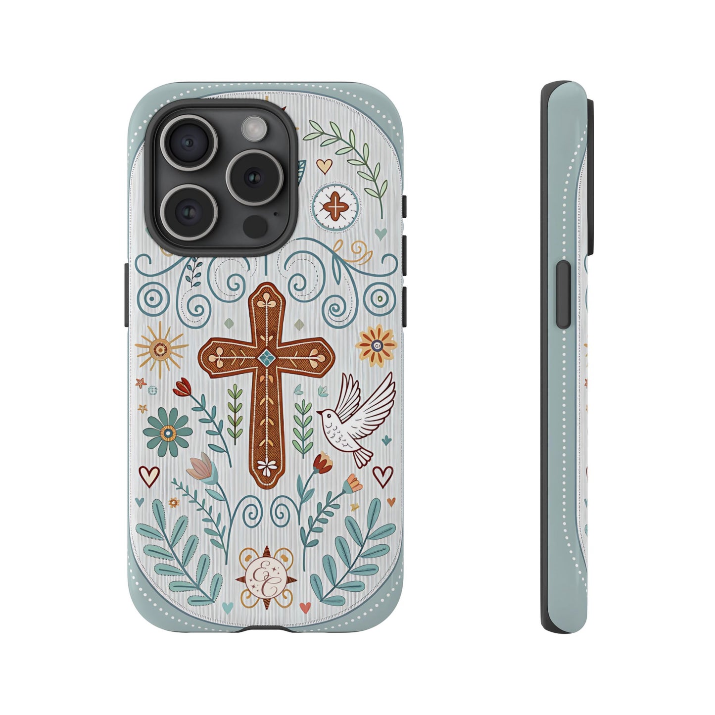 Christian Cross Floral Tough Phone Case