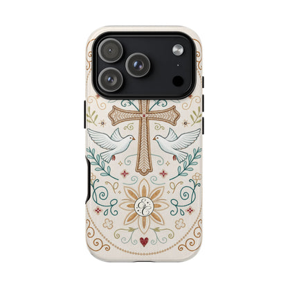 Christian Cross and Doves Tough Phone Case