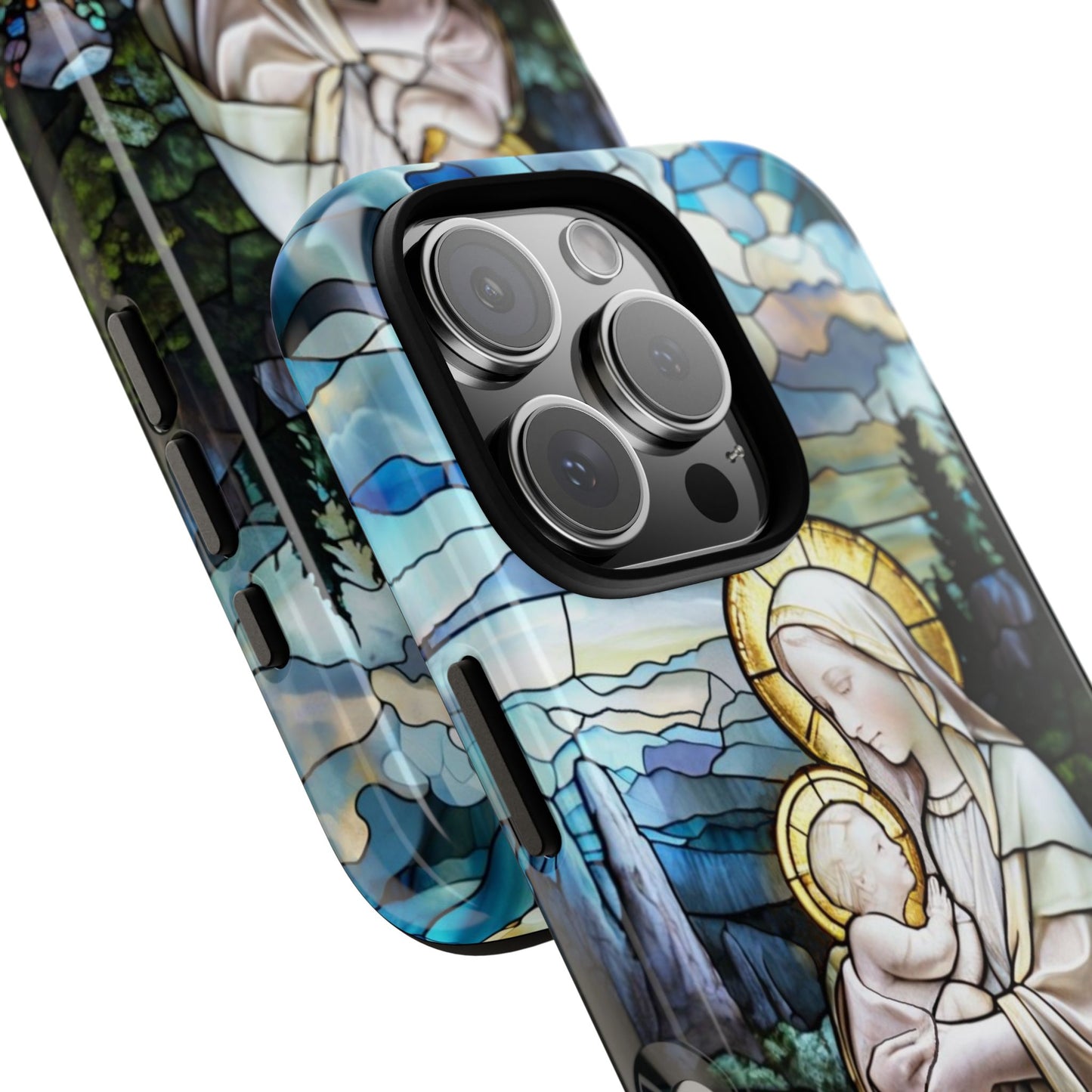 Virgin Mary with Baby Jesus Stained Glass Tough Phone Case