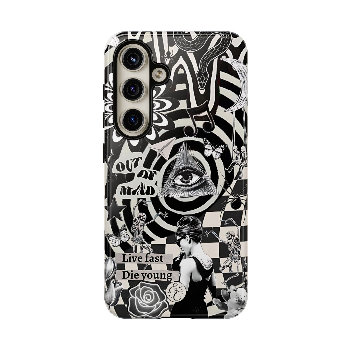 Black and White Psychedelic Art Tough Phone Case