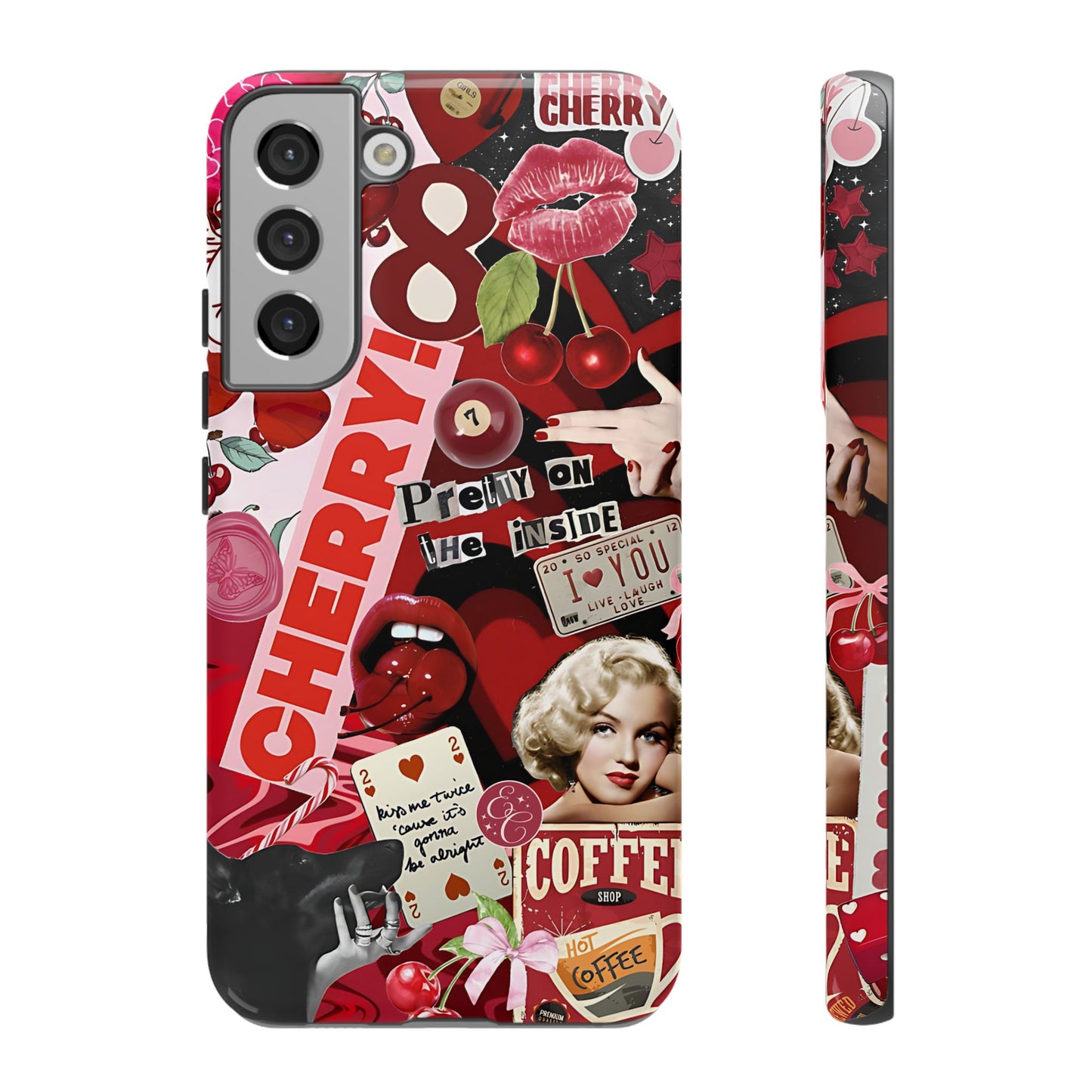 Cherry Theme Retro Collage Tough Phone Case