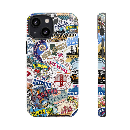 USA Travel Stickers Tough Phone Case