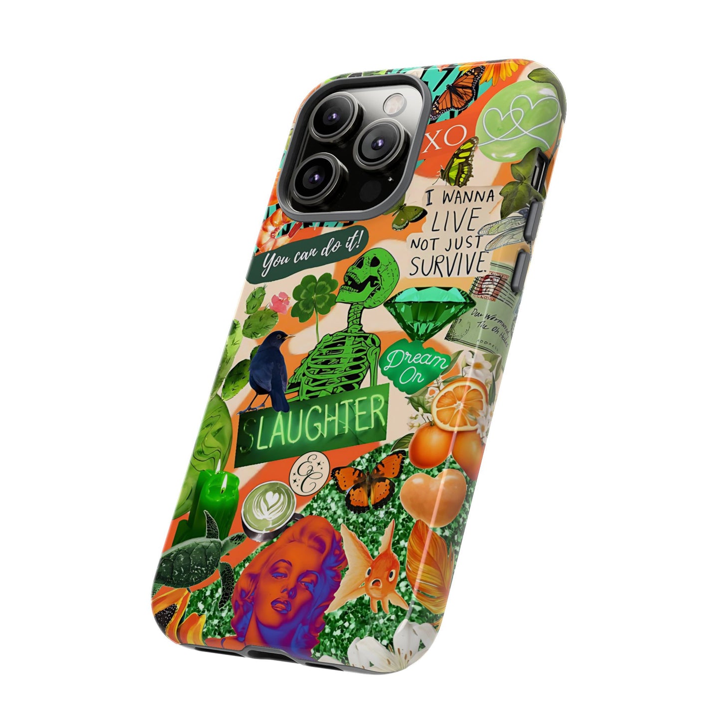 Green and Orange Collage Tough Phone Case