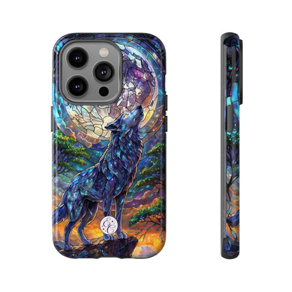 Moonlit Wolf Stained Glass Halloween Phone Case