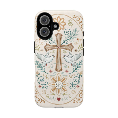 Christian Cross and Doves Tough Phone Case