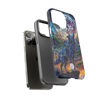Moonlit Wolf Stained Glass Halloween Phone Case