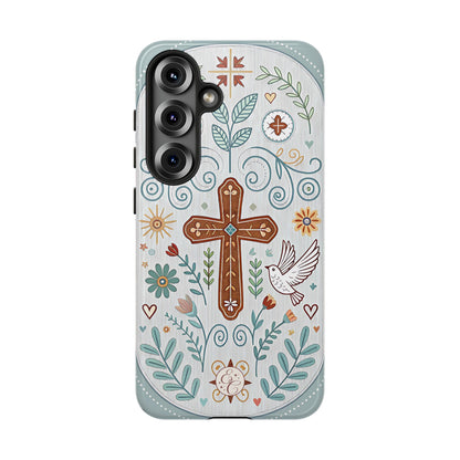 Christian Cross Floral Tough Phone Case