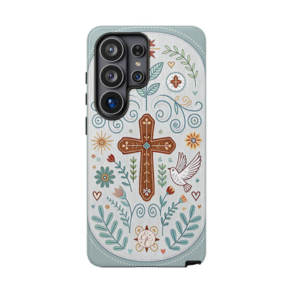 Christian Cross Floral Tough Phone Case