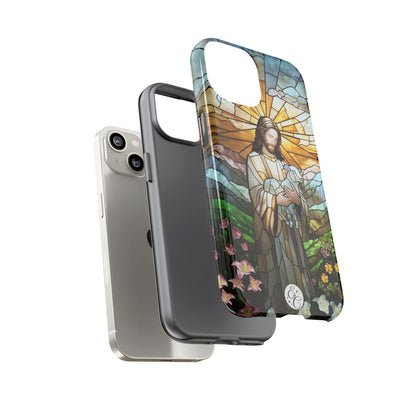Jesus Holding a Lamb Stained Glass Tough Phone Case