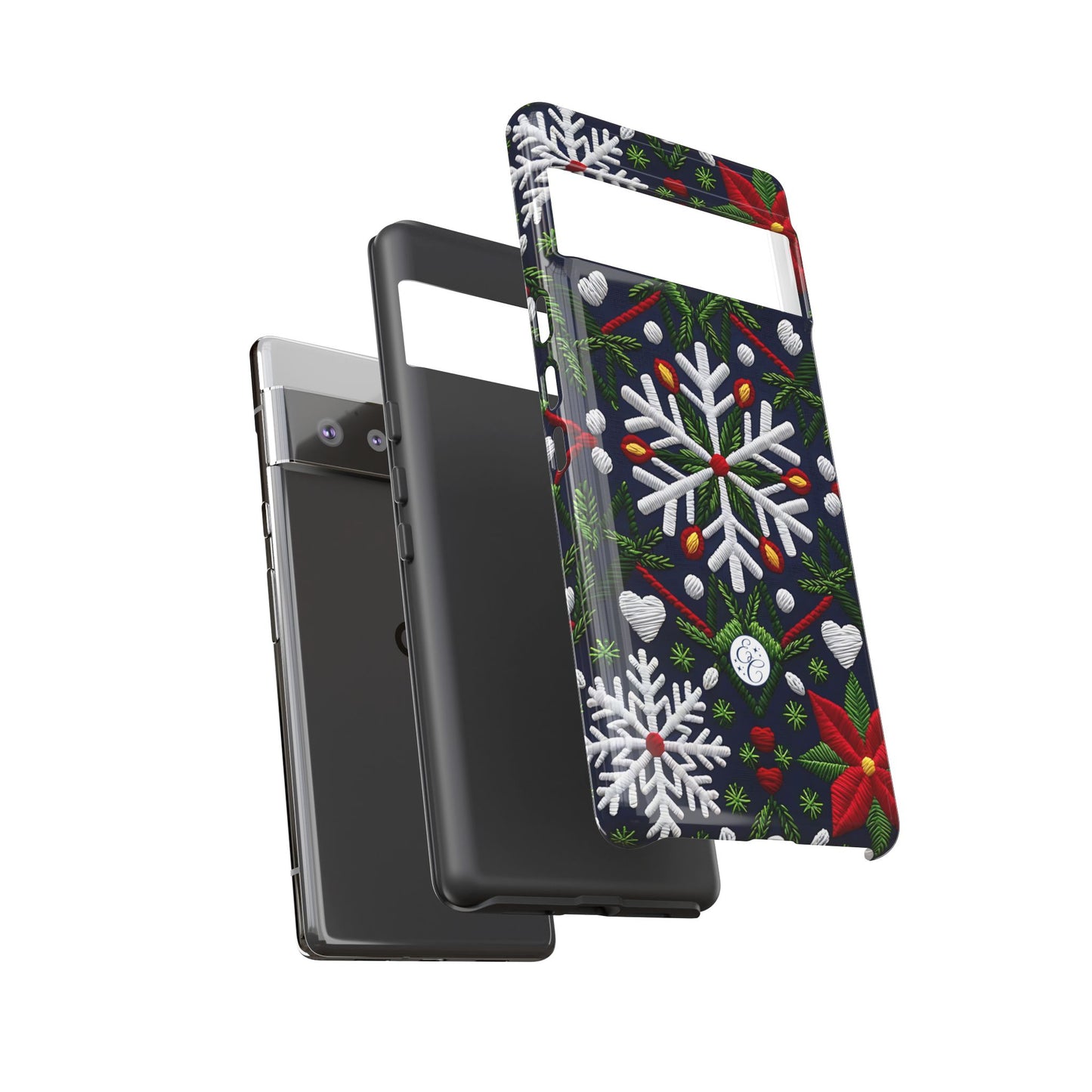 Snowflakes and Poinsettias Tough Phone Case