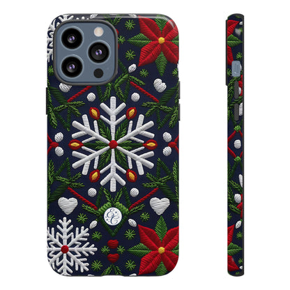 Snowflakes and Poinsettias Tough Phone Case