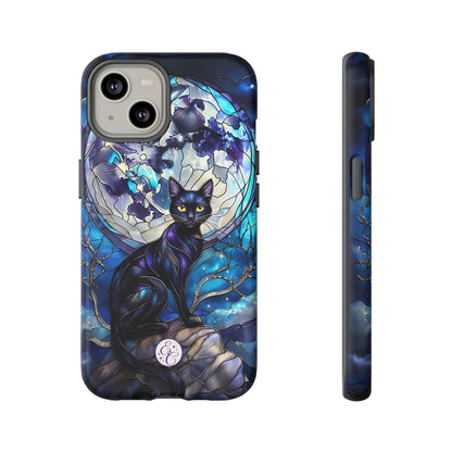 Stained Glass Black Cat Tough Phone Case