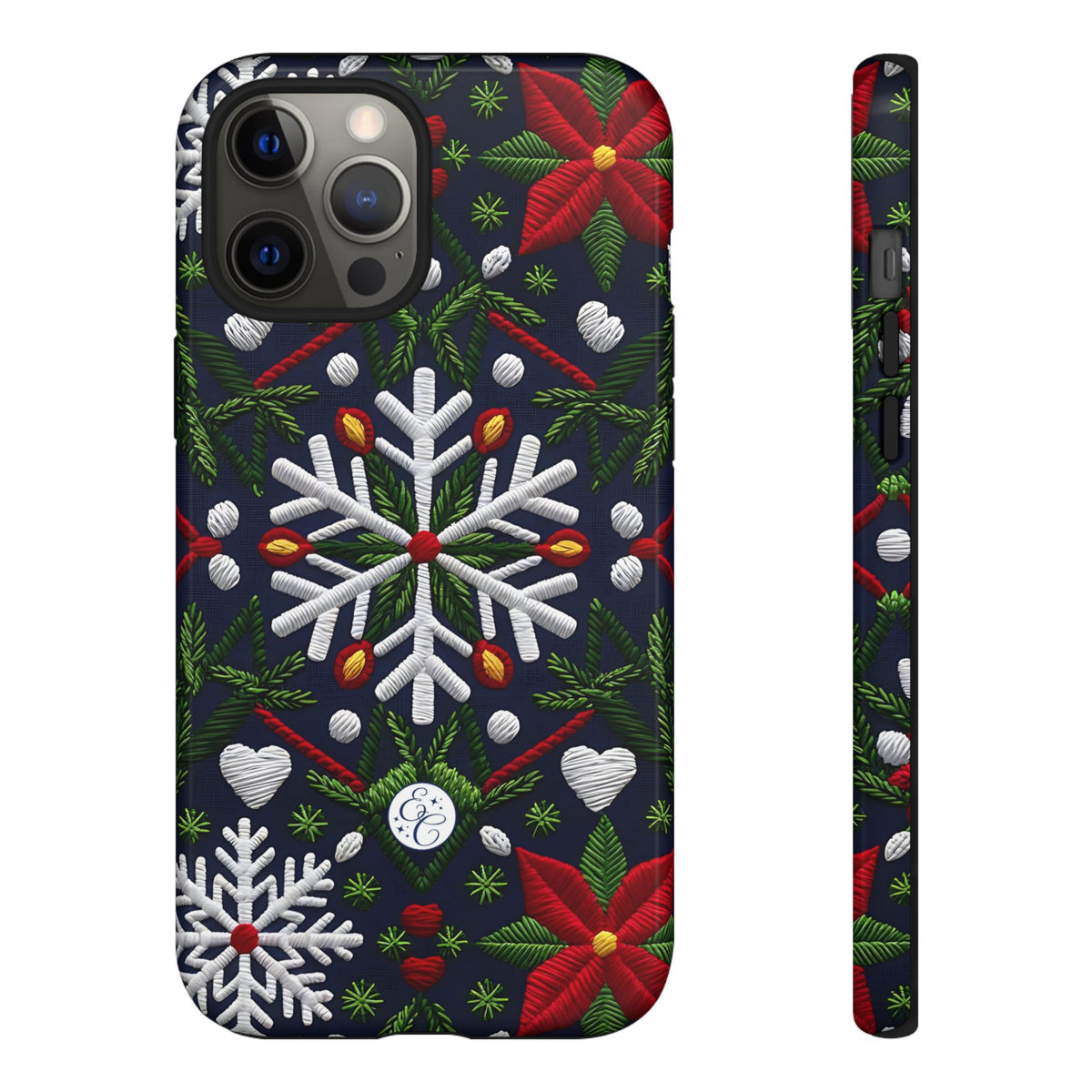 Snowflakes and Poinsettias Phone Case