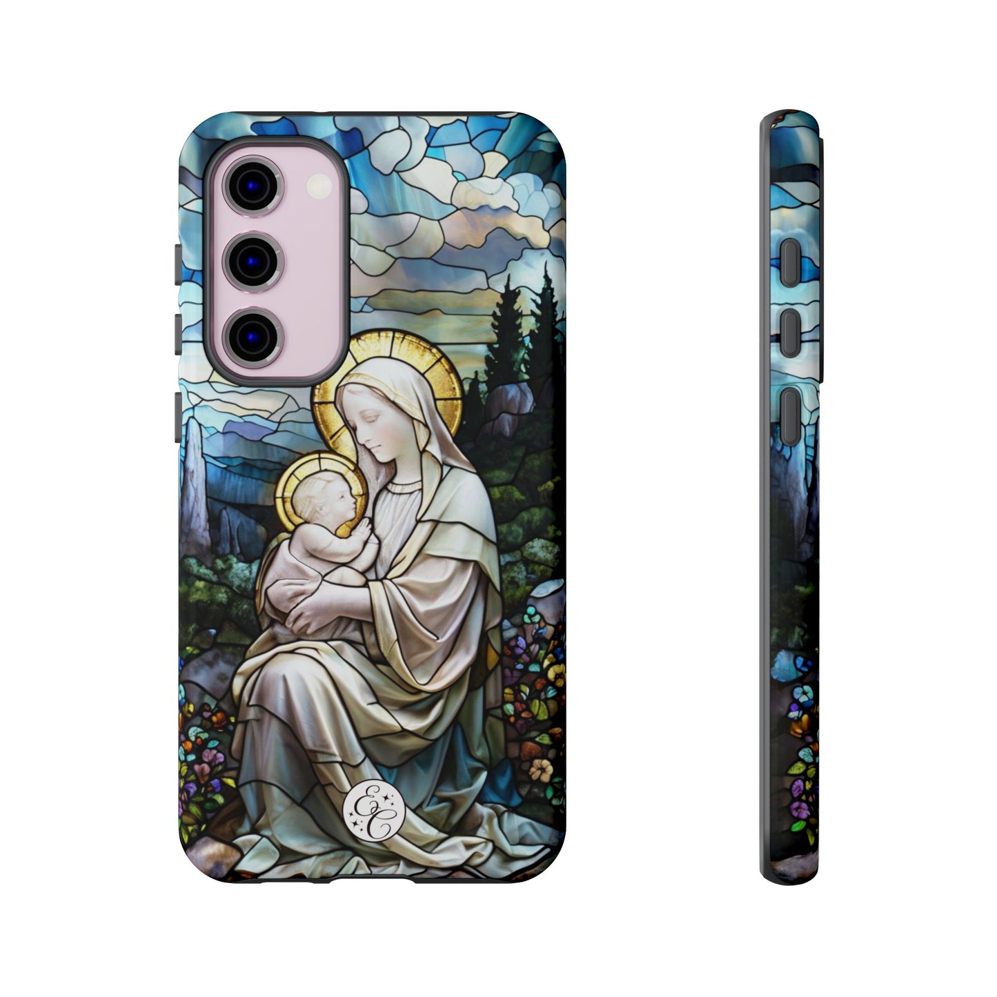 Virgin Mary with Baby Jesus Stained Glass Tough Phone Case