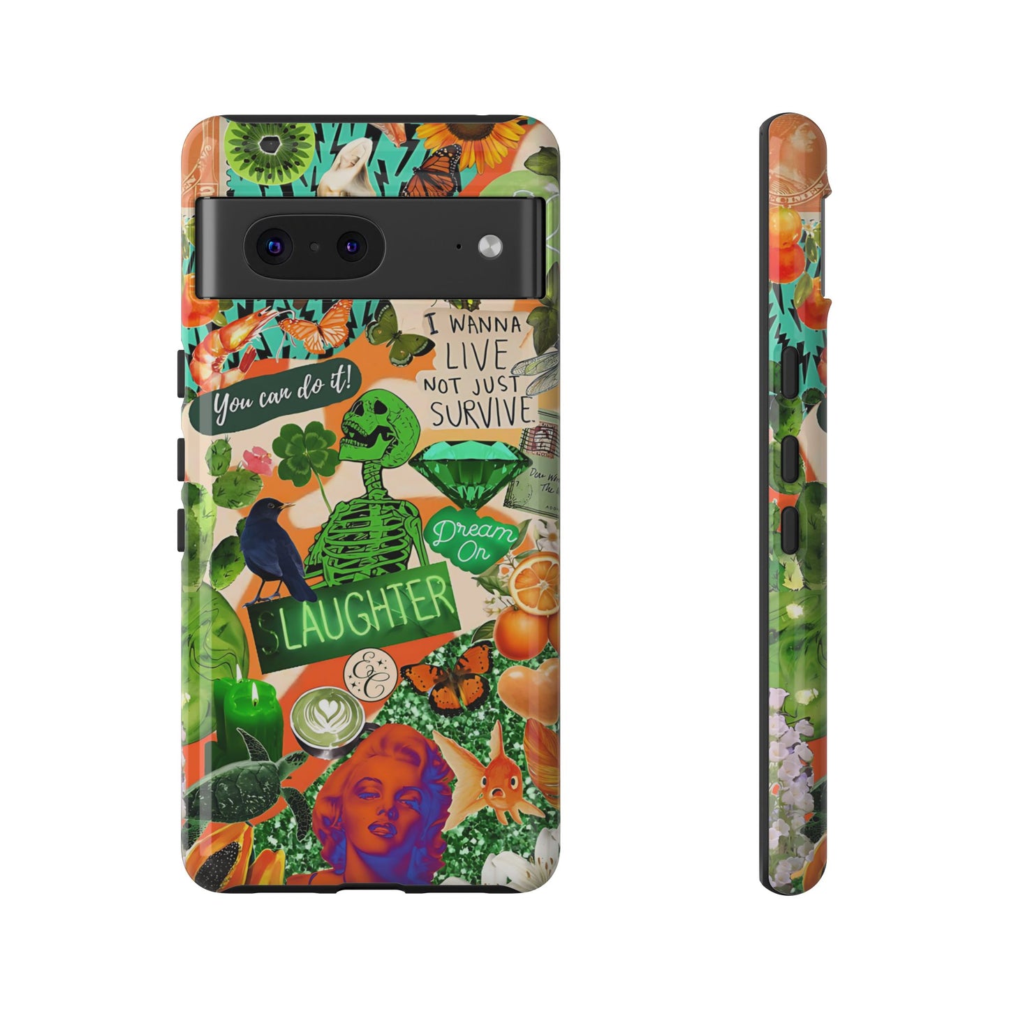 Green and Orange Collage Tough Phone Case