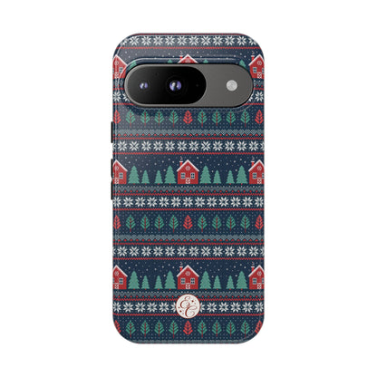 Winter Cottage Pattern Tough Phone Case
