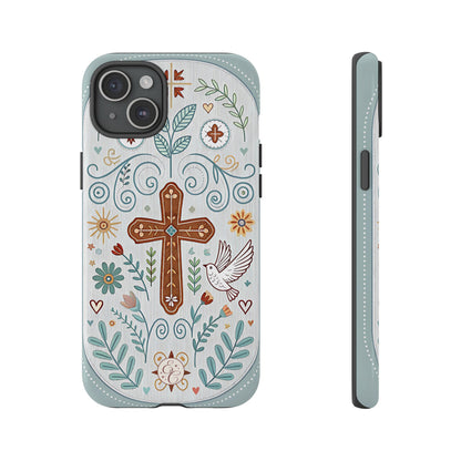 Christian Cross Floral Tough Phone Case