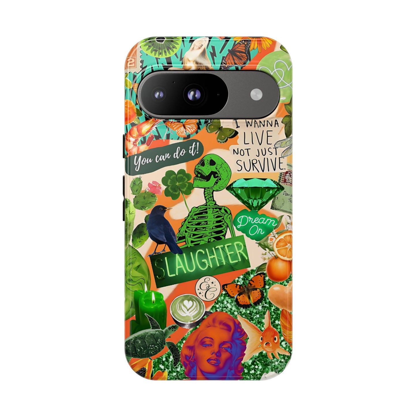 Green and Orange Collage Tough Phone Case