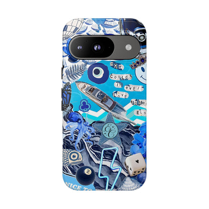 Eclectic Blue Collage Tough Phone Case