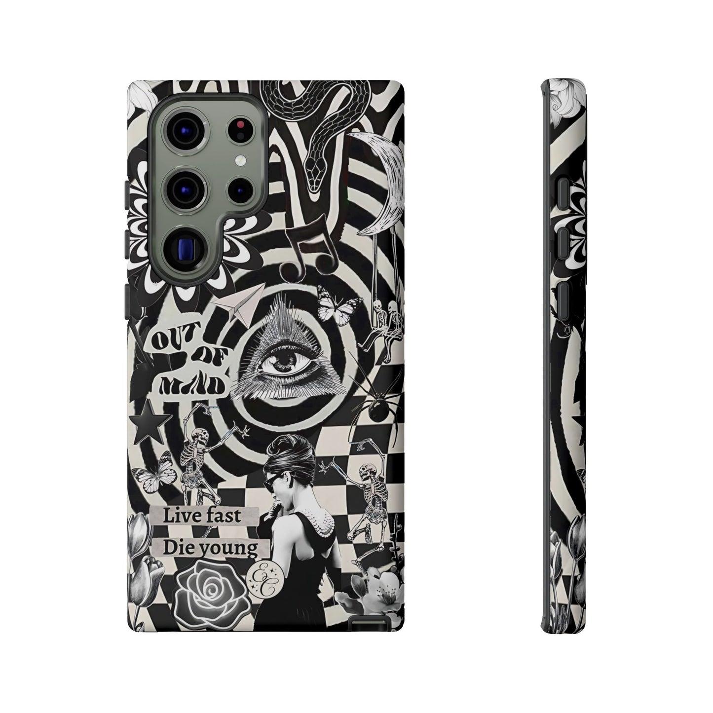 Black and White Psychedelic Art Tough Phone Case