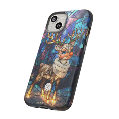 Cute Reindeer Stained Glass Tough Phone Case