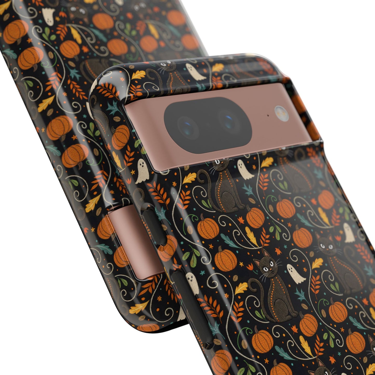 Boho Halloween Black Cat Pattern Tough Phone Case