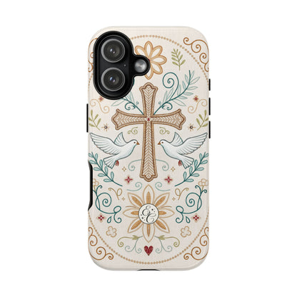 Christian Cross and Doves Tough Phone Case