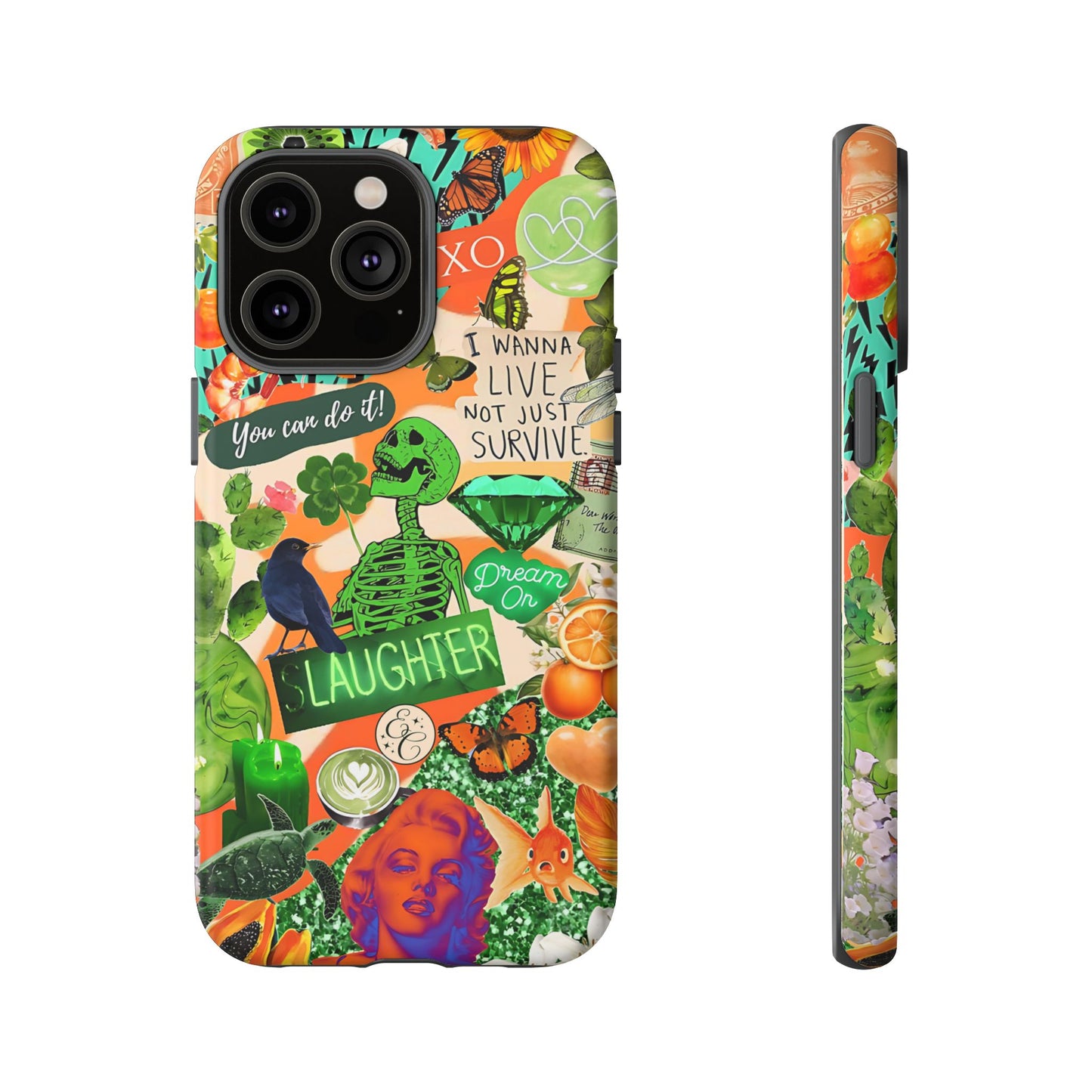 Green and Orange Collage Tough Phone Case