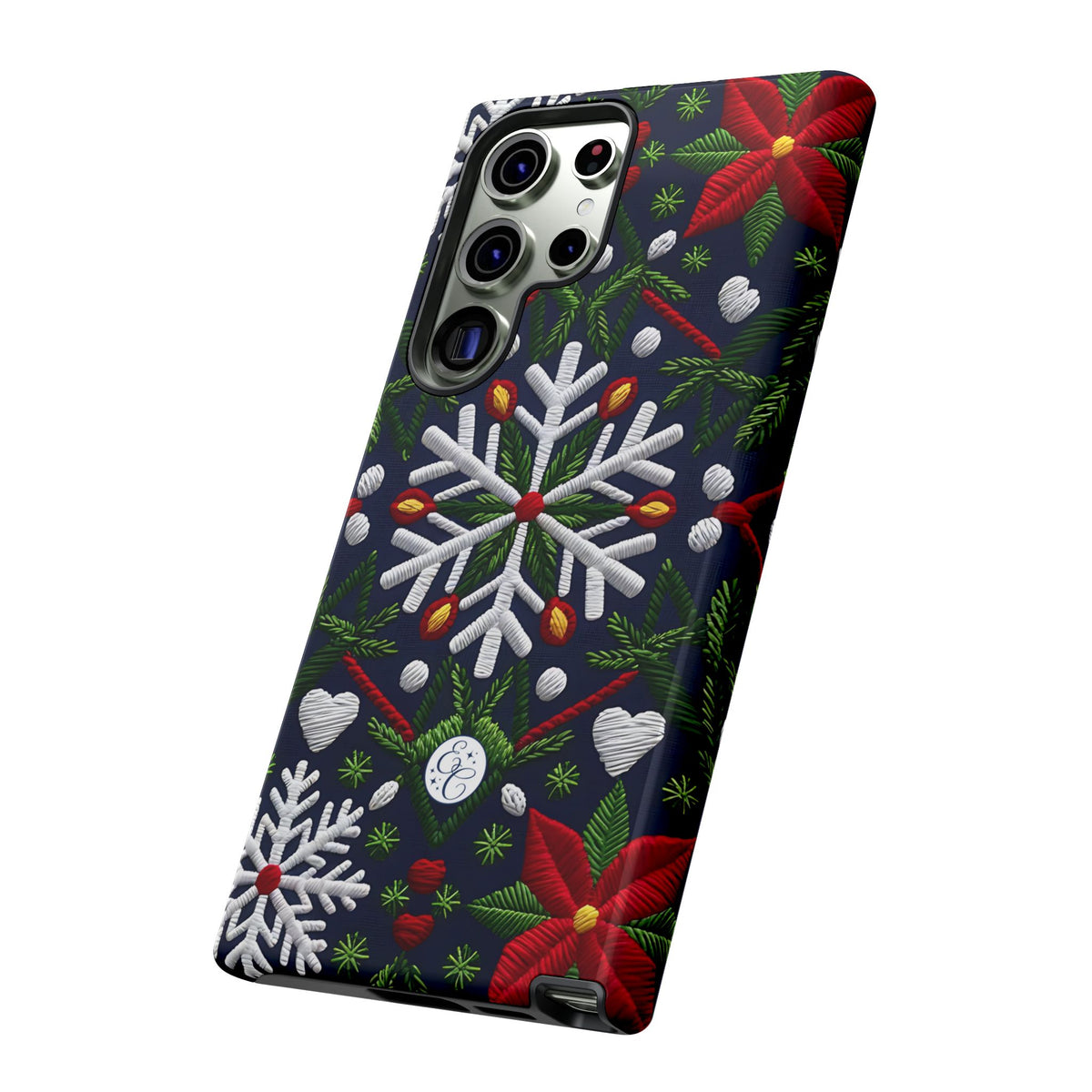 Snowflakes and Poinsettias Phone Case