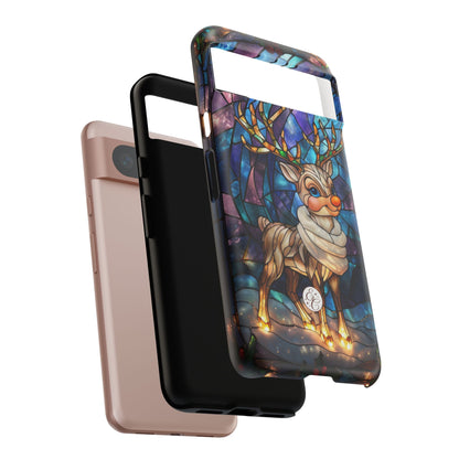 Cute Reindeer Stained Glass Tough Phone Case