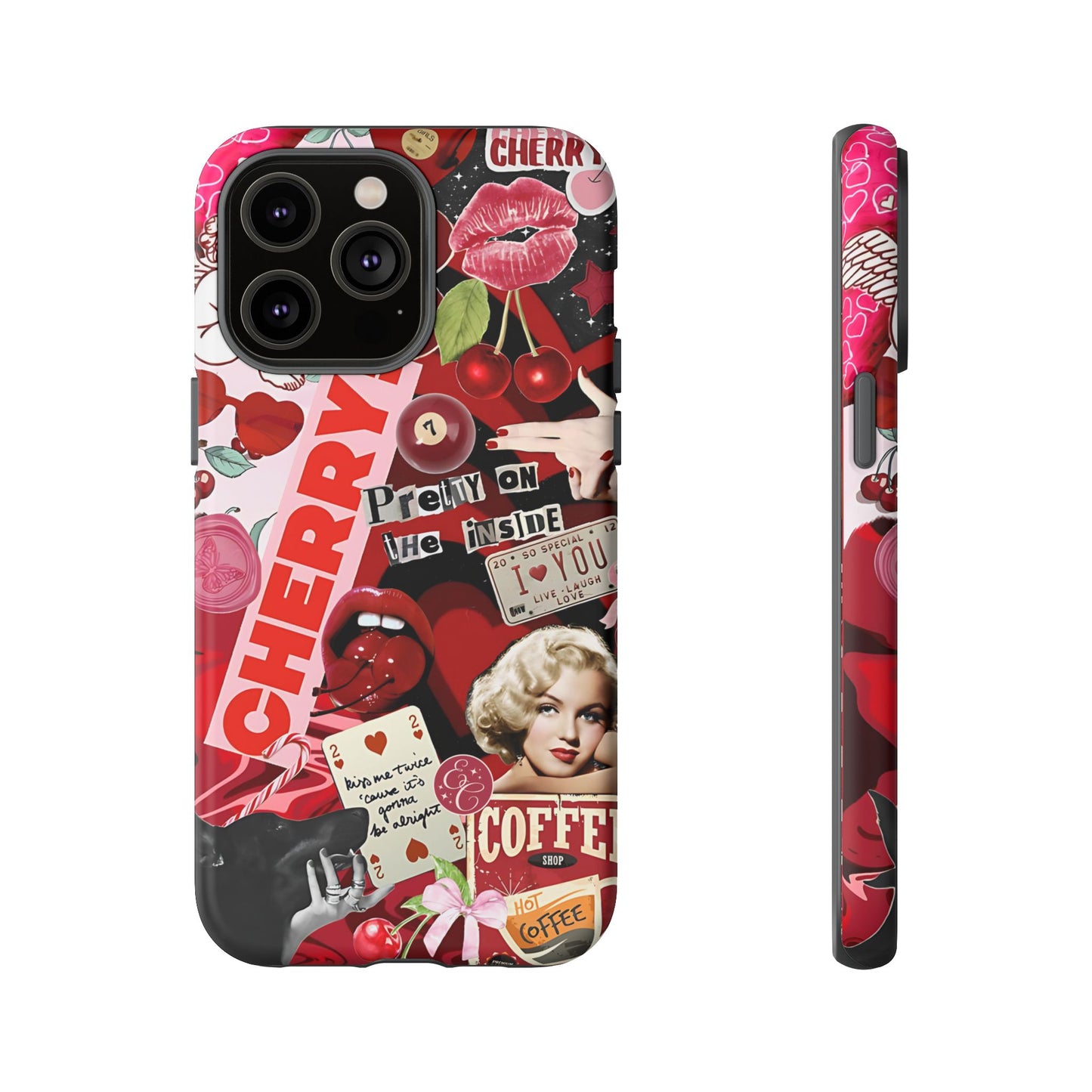 Cherry Theme Retro Collage Tough Phone Case