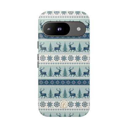 Blue Winter Reindeer Tough Phone Case