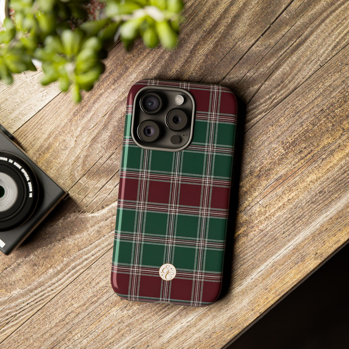 Green & Burgundy Plaid Christmas Phone Case