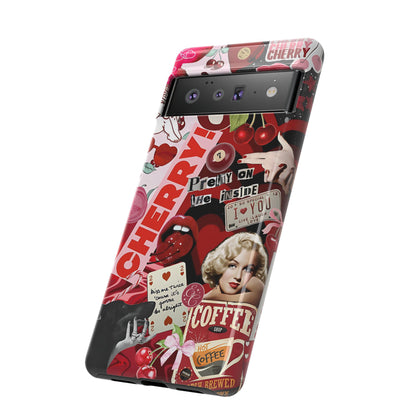 Cherry Theme Retro Collage Tough Phone Case