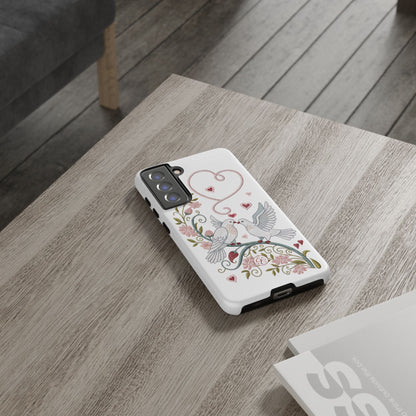 Romantic Love Birds Embroidery Tough Phone Case