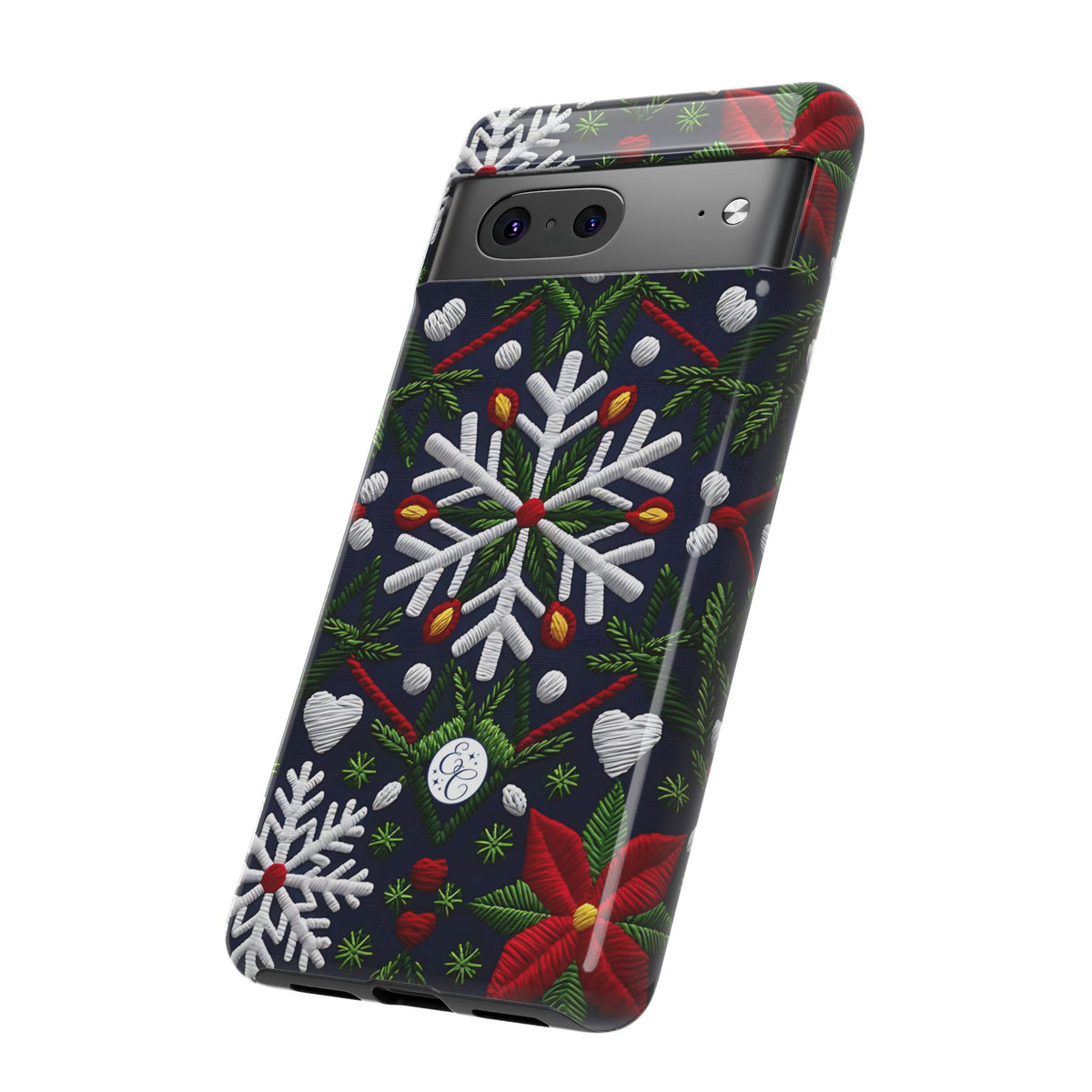 Snowflakes and Poinsettias Phone Case