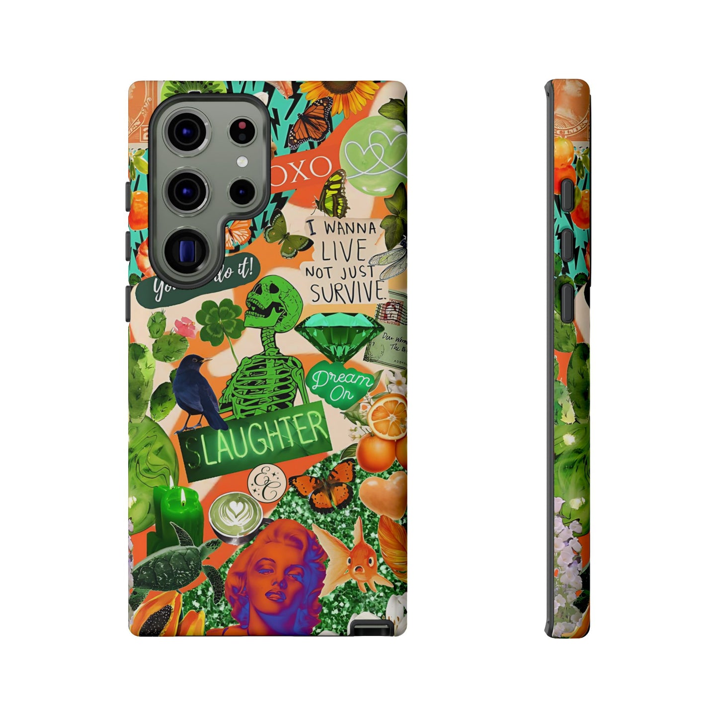 Green and Orange Collage Tough Phone Case