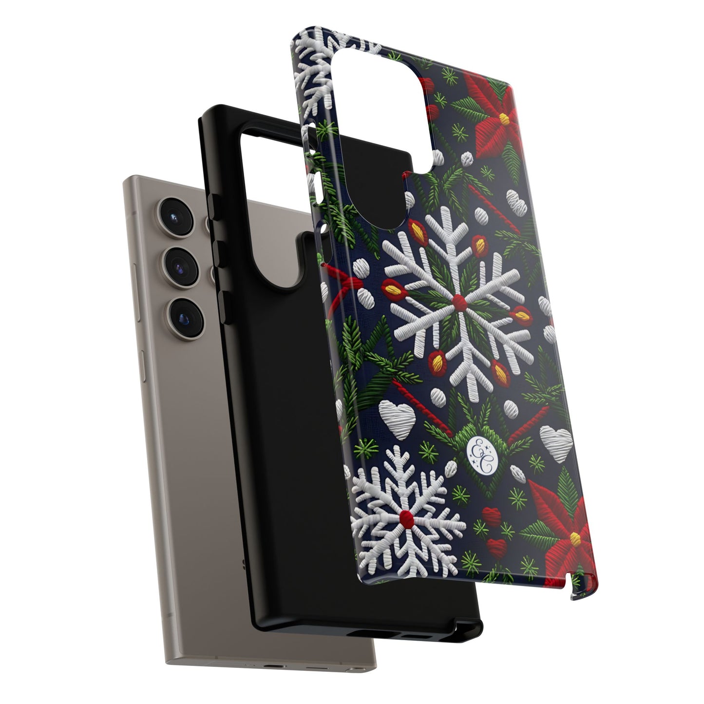 Snowflakes and Poinsettias Tough Phone Case