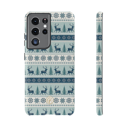 Blue Winter Reindeer Tough Phone Case