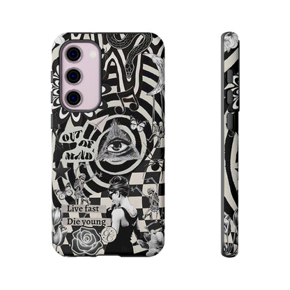 Black and White Psychedelic Art Tough Phone Case