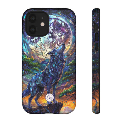 Moonlit Wolf Stained Glass Halloween Phone Case